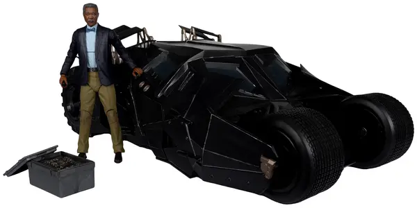 Set figurine de colecție McFarlane DC Comics: Batman - Lucius Fox & Tumbler (Gold Label)