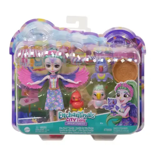 Set figurine Enchantimals City Tails Main Street Familia Filiei Finch - Enchantimals