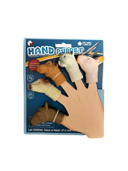 Set figurine pentru deget, animale domestice, plastic, 5 bucati set