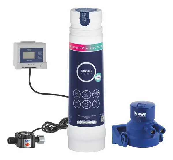 Set filtru Grohe Blue 40875000, 1/2 inch, 400 l, valva electronica, contor, capac, Mg+ZN