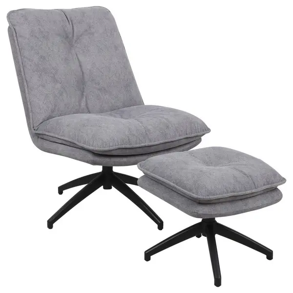 Set Fotoliu din metal, textil, gri