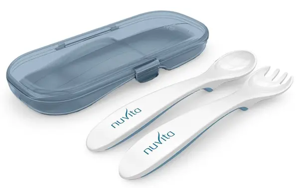 Set furculiță și lingură în cutie Nuvita - Powder Blue