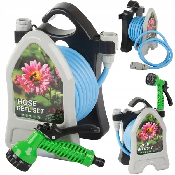 Set furtun gradinarit 10m 1/2" cu suport, plastic, 26x17x14cm
