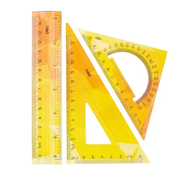 Set geometrie 3 piese flexibil color Deli Set geometrie 3 piese flexibil color Deli