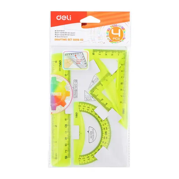 Set geometrie 4 piese color EG00602 Deli Set geometrie 4 piese color EG00602 Deli