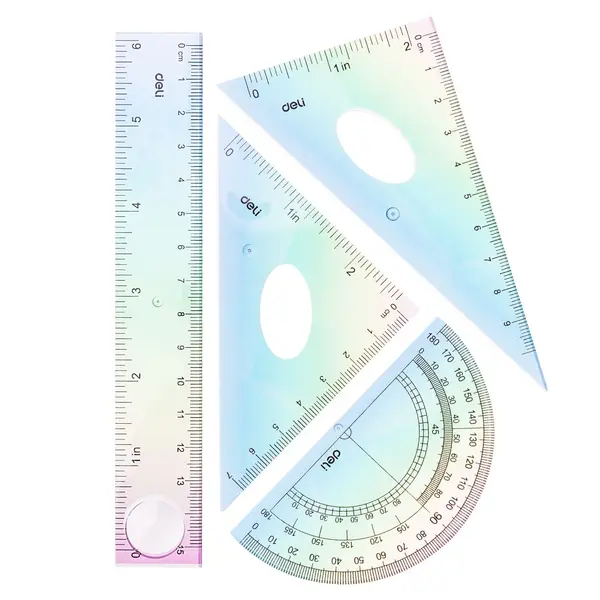 Set geometrie 4 piese multicolor Deli Set geometrie 4 piese multicolor Deli