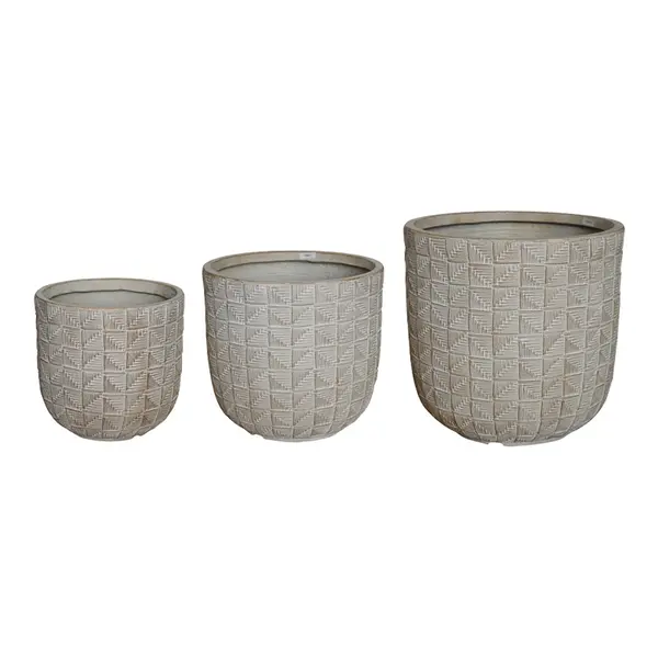 Set Ghivece Ceramice Kallena, Gri-Bej, Diverse - Set de 3 Bucăți, 45x45x44 cm