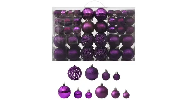 Set globuri de Craciun, 100 piese, violet