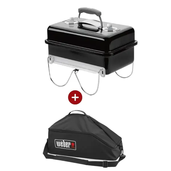 Set gratar portabil camping Weber Go-Anywhere pe carbuni negru