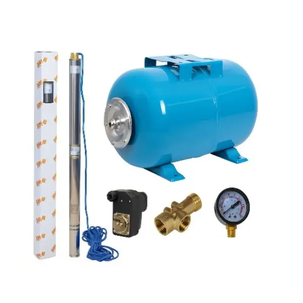 Set Hidrofor 100L cu Pompa Submersibila IBO Dambat 3TI15, 370 W, debit 50 l/min, H Refulare 60 m, 3 Toli, cablu 20 m