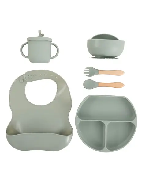 Set hranire bebelusi 8 piese, termorezistente, silicon, fara BPA, pliabile, usor de curatat