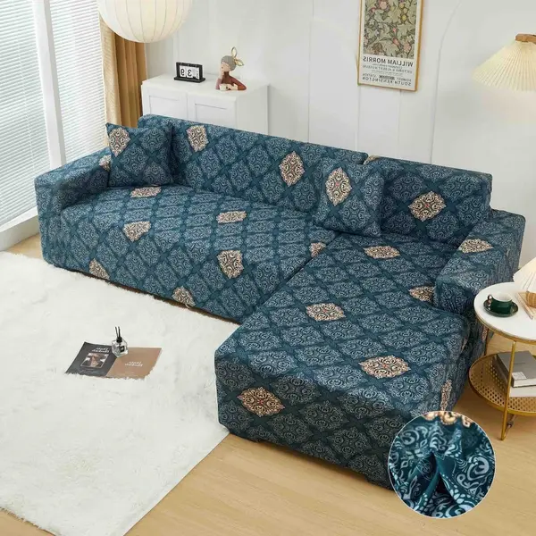 Set husa pentru coltar M + L, Elastica, Jojo Home, Bleumarin, Model Elegant
