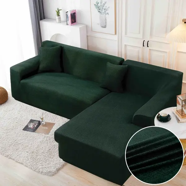 Set husa pentru coltar M + L, Elastica, Jojo Home, Verde, Uni