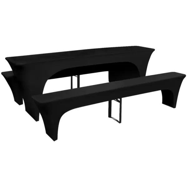 Set huse pentru masa de bere si bancute, 220x50x80 cm, negru, 3 buc.