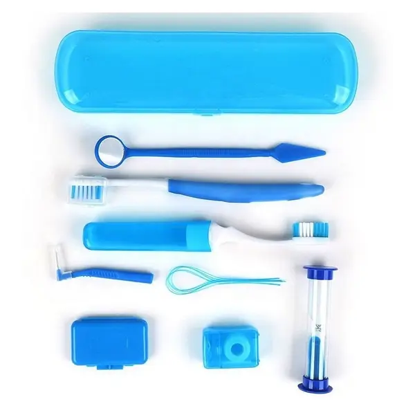 Set Igiena Dentara, Glory Smile, 9 Piese, Periuta, Perie Limba, Oglinda, Scobitori, Croseta