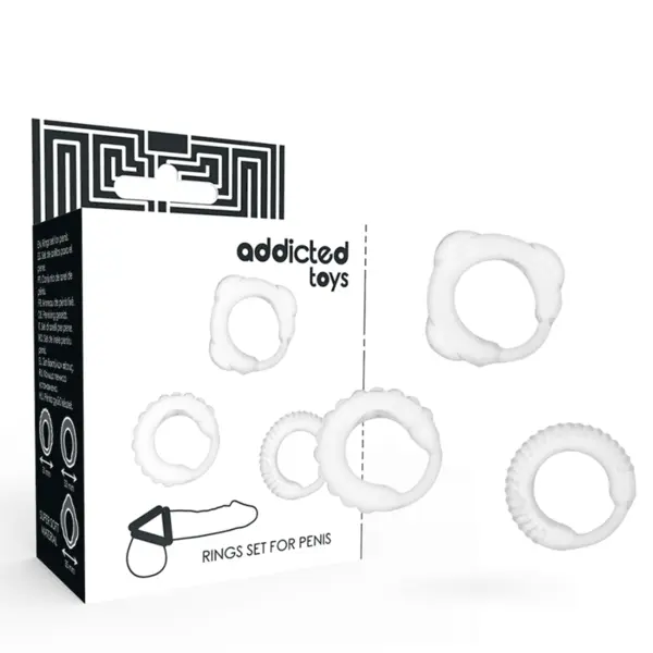 Set inele pentru penis Addicted Toys pentru erecție fermă și întârzierea ejaculării, transparent, 3 bucăți