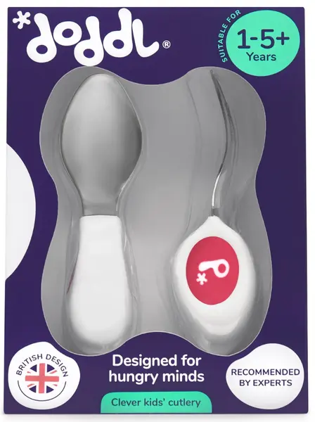 Set inovativ de tacamuri de servit masa de 2 piese pentru copii peste 12 luni+ Doddle - violet deschis