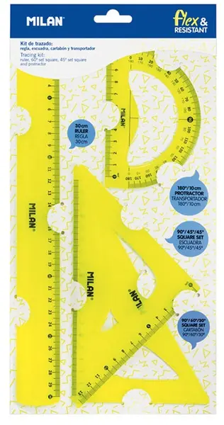Set instrumente de trasare Milan - Acid Flex, 4 bucati, galben