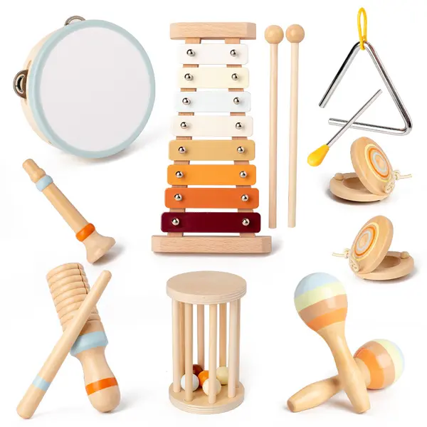 Set instrumente muzicale tip Montessori - 6 piese din lemn