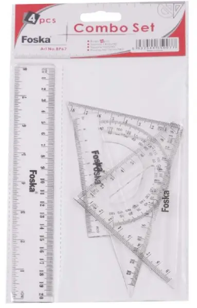 Set instrumente pentru matematica - 4 piese, 20 cm