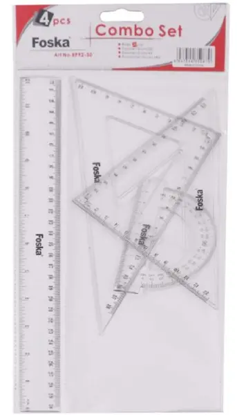 Set instrumente pentru matematica Foska - 4 piese, 30 cm