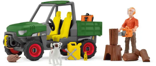 Set joc Schleich - Un tăietor de lemne cu o mașină