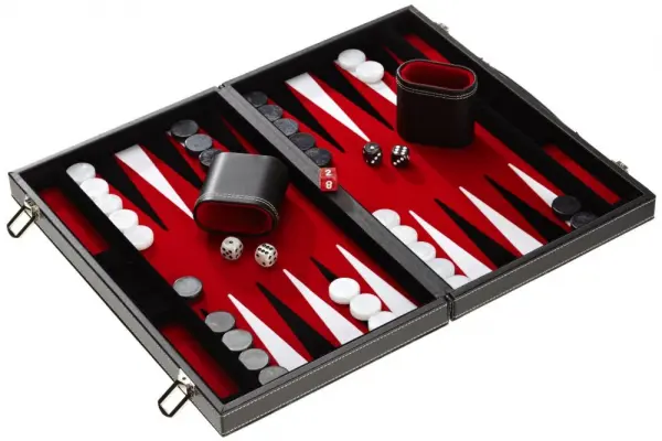 Set joc table Backgammon in stil Casino Mediu - 45x57 cm - Rosu