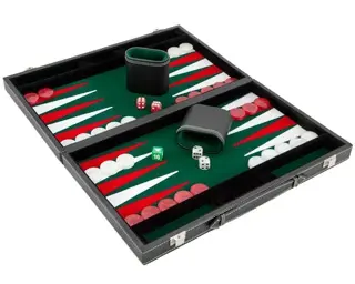 Set joc table Backgammon in stil Casino Mediu - 45x57 cm - Verde