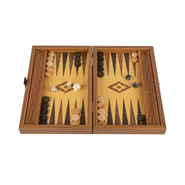Set joc table backgammon lemn cu aspect de stejar , 38x23 cm