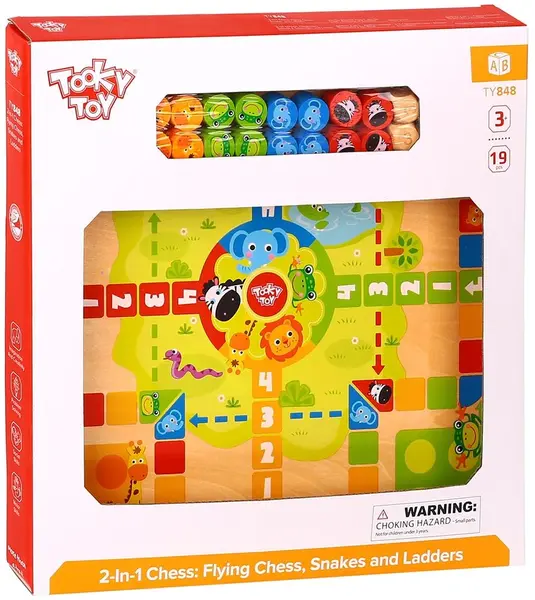 Set jocuri din lemn Tooky toy - Nu te supara, frate si Serpi si scari