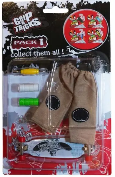 Set jucarii pentru degete Grip&Trick - Long Board, gri cu inscriptie