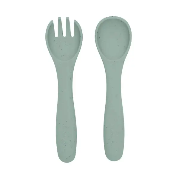 Set Kikka Boo Furculita si Lingura Platinum Silicone Sage 6 luni +