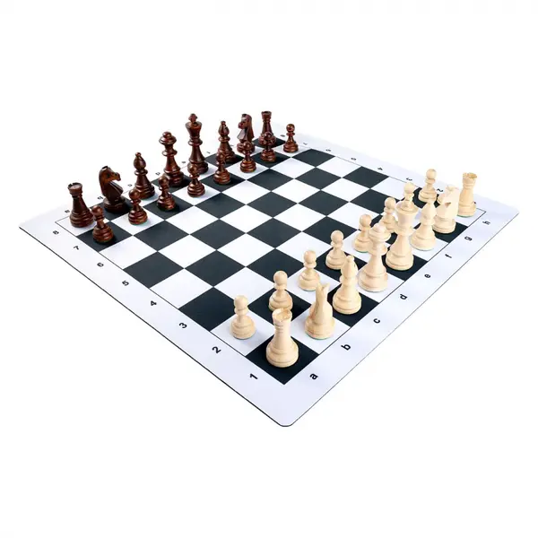 Set King64: Piese sah lemn Staunton 6 +Tabla sah mousepad negru + Geanta Deluxe