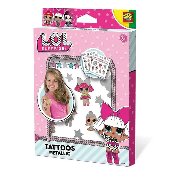 Set L.O.L. de tatuaje stralucitoare pentru fetite,+6 ani