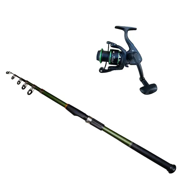 Set lanseta telescopica 3.6 m carbon si mulineta P3000 Cool Angel