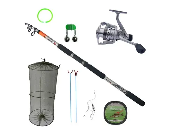 Set lanseta telescopica Atafu Carp , mulineta FS 4000, juvelnic, suport U si V, bambina, clopotel, fir 100 m si montura crap