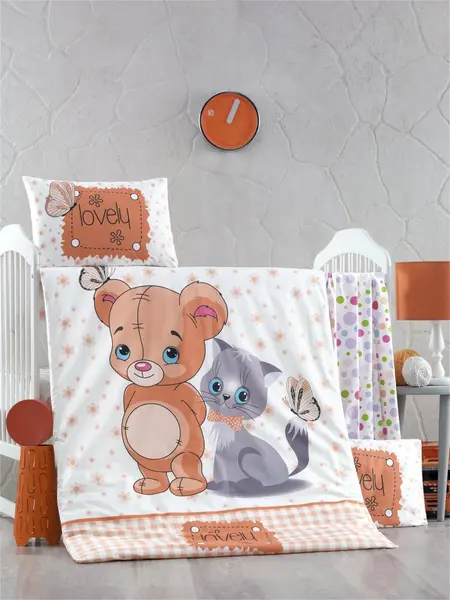 Set lenjerie 6 piese Bumbac Ranforce Mouse and Cat 120x60 cm