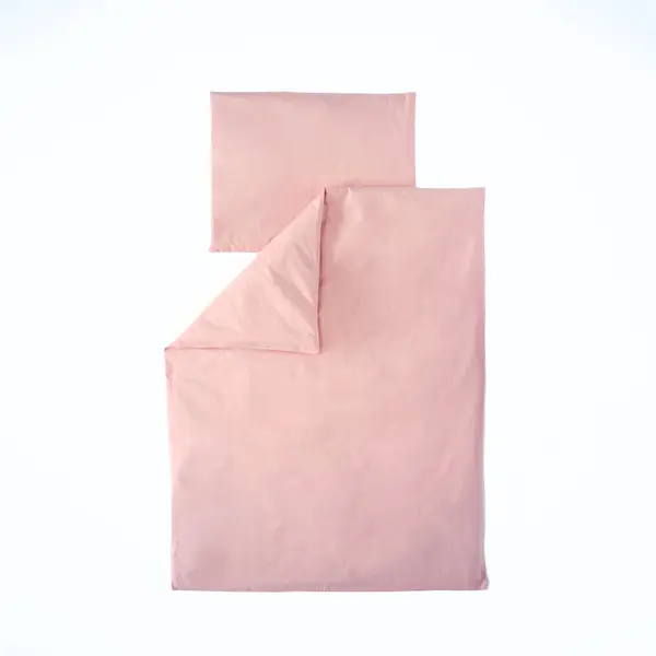 Set lenjerie bumbac organic, patut uni 120x60, 3 piese roz, TWINDECO