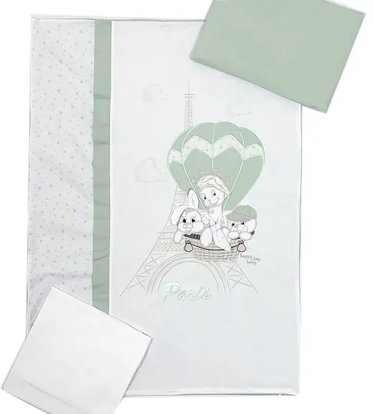 Set lenjerie de pat 4 piese Bambino Casa - Paris, Mint