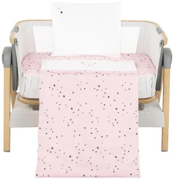 Set lenjerie de pat 5 piese pentru bebeluși KikkaBoo - Bear with me, roz, pentru patut mini