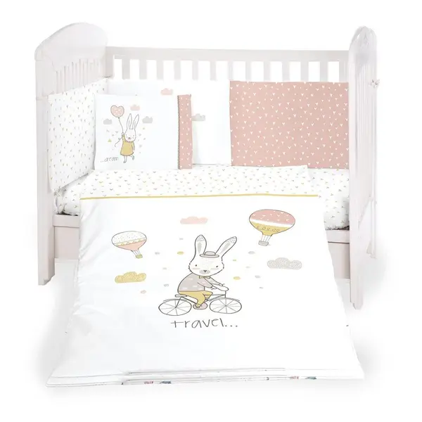 Set lenjerie de pat 6 piese Kikka Rabbits In Love 60x120 cm