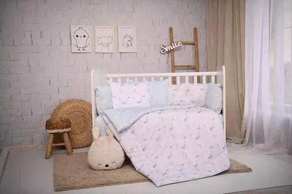 Set lenjerie de pat din 5 piese Lorelli - Ranfors, Luni și stele, albastru