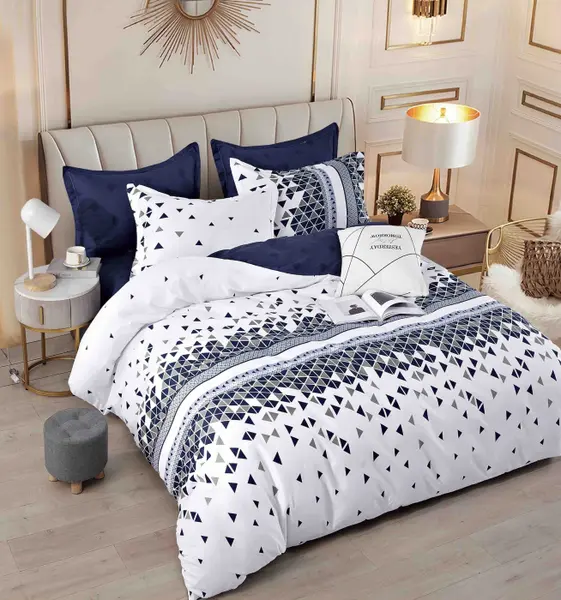 Set Lenjerie de Pat Finet 6 Piese, Bumbac Finet, Fara Elastic , Nordic Blue