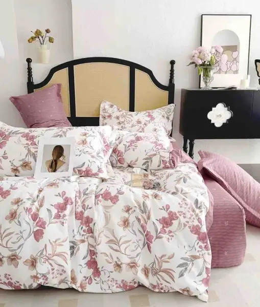 Set Lenjerie de Pat Finet 6 Piese, Bumbac Finet, Fara Elastic , Blossom Dream