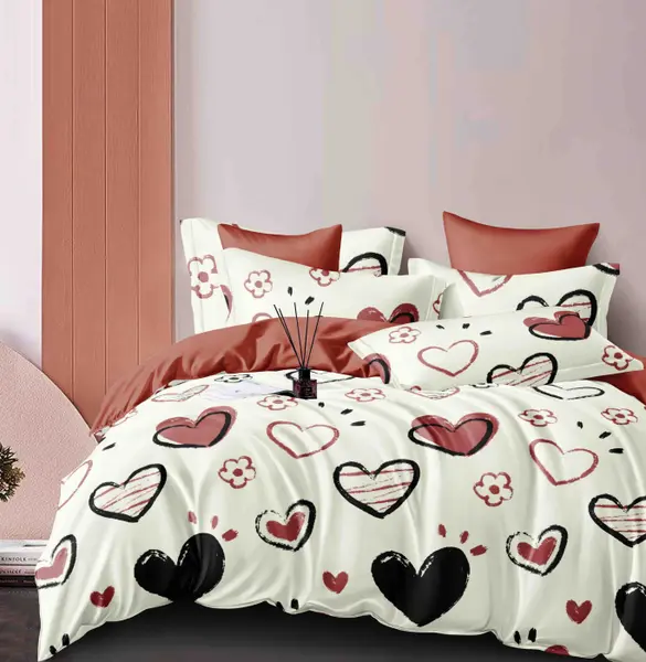 Set Lenjerie de Pat Finet 6 Piese, Bumbac Finet, Fara Elastic , Sweet Love