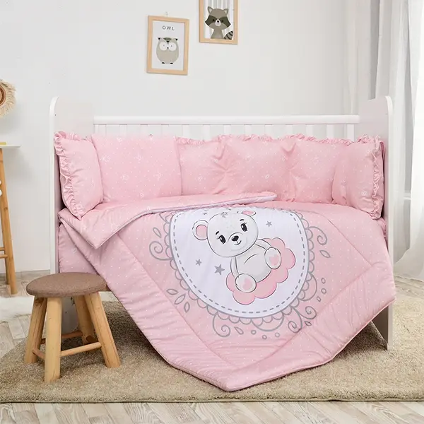 Set lenjerie de pat pentru copii Lorelli - Crin, urs, roz