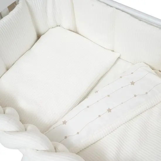 Set lenjerie de pat pentru copii Twins Cotton 7 piese 100 bumbac ivory