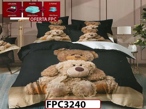 SET Lenjerie din Finet 6 Piese + Pilota 200x220cm + 2 Perne 50x70cm - FPC 3240