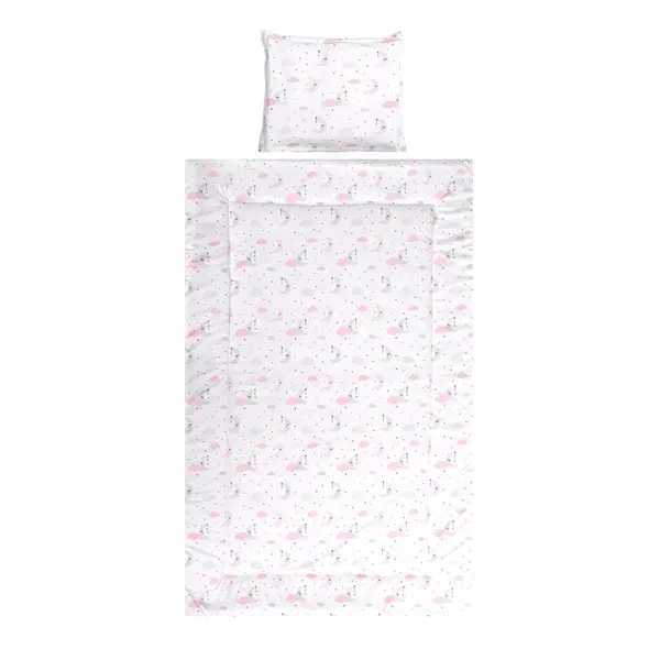 Set lenjerie pat 3 piese bumbac ranforce Cosy Moons Stars Pink