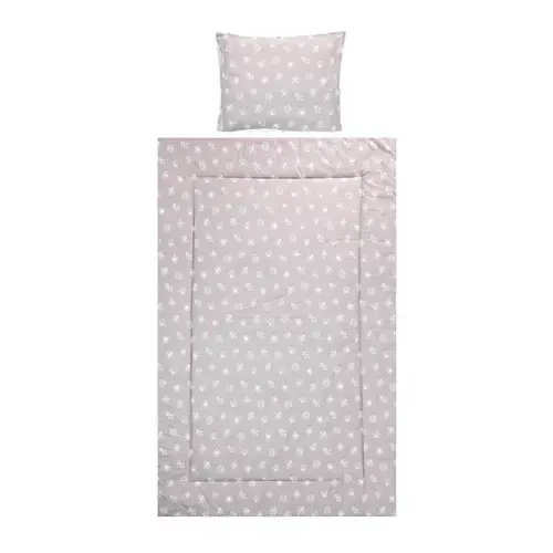Set lenjerie pat 3 piese Lorelli Cosy Abstract Leaves Grey Beige, bumbac